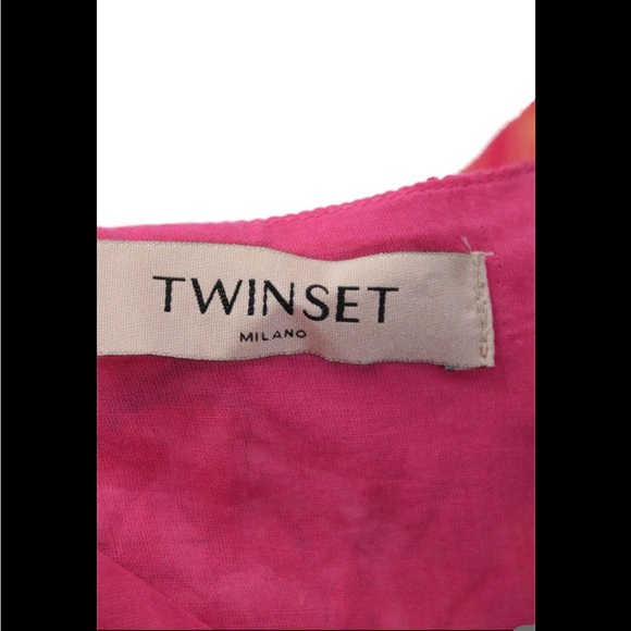 TWIN-SET Red Floral Print Cold-Shoulder Long Sleeve Off Shoulder Mini Dress 12 - Picture 10 of 13